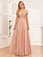 economico Abiti da sposa-Abiti da Ospite di Matrimonio A-Line Abito Elegante per Ospiti di Matrimonio Prom a Lunghezza Completa Senza Maniche Scollo a V Convertibile in Tulle Schiena a V con Ricamo di Paillettes