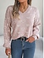 preiswerte Grafische Muster und Details-Damen Pullover Brautkleider schlicht Weich Herz Gerippt V Ausschnitt Strick Langarm Normale Oberteile Stricken Outdoor Täglich Wochenende Rosa Rote Herbst Winter