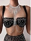 billige Halskjede for kvinner-kvinners rhinestone choker halskjede og body chain smykker, luksuriøst statement kroppstilbehør for fester, bryllup og kveldsbegivenheter