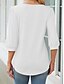 preiswerte Damen Einfache Oberteile-Damen Hemd Bluse Feste Farbe Basic Brautkleider schlicht 3/4 Ärmel Rundhalsausschnitt Normale Oberteile Täglich Rüschen Schwarz Weiß Rosa Sommer Frühling