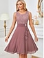 abordables Robe Simple-Femmes Robe Longueur Genou Robe Ensemble Robe d&#039;invité de mariage Robe en dentelle blanche avec manches Robe avec veste Élégant Formel robe demoiselle d honneur Cocktail Coupe régulière Uni Manche 3/4