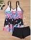 abordables Tankinis-Mujer Bañadores Tankini 2 piezas Pierna de niño Traje de baño Espalda al Aire Alta cintura Vacaciones Ropa de playa Cachemir Escote en Pico Sin Mangas Trajes de baño