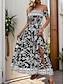 preiswerte Ausgefallene Kleider-Damen Maxidress Casual kleid Boho Chic Kleider A Linie Kleid Boho-Kleid Böhmen Stilvoll Brautkleider schlicht Urlaub Täglich Lockere Passform Graphic Kurzarm Schulterfrei Schwarz Sommer Frühling