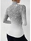 economico Maglietta Arte &amp; Design-Per donna maglietta Ambra Informale Manica lunga A V Collo alto Top regolari Da mare Giornaliero Stampa Asimmetrico Argento Nero Rosa Primavera &amp; Autunno