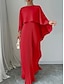abordables Vestidos Ceremonia-Mujer Vestido maxi Vestido informal Vestido de una línea Elegante Básico Casual Vacaciones Diario Ajuste regular Plano Manga Larga Cuello Barco Negro Rojo Beige Verano Primavera
