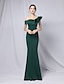 cheap Evening Dresses-TS Mermaid / Trumpet Evening Gown Elegant Dress Formal Wedding Floor Length 3/4 Length Sleeve One Shoulder Stretch Crepe with Ruffles 2024