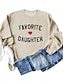 billige Blomstrete bluser-kvinners valentine morsom genser favoritt datter uformell bomull bokstav valentine's day street dailywear rund hals trykk langermet svart rosa khaki høst vinter