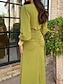 preiswerte abendkleider-Damen Maxidress Bodycon Smaragdgrünes Kleid Elegant kleid hochzeitsgast Verabredung Regular Fit Glatt Langarm V Ausschnitt Grün Sommer Frühling