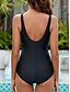 billiga One-piece-baddräkter-Dam Badkläder En bit Monokini Baddräkt Öppen rygg Magkontroll Hög midja Smal Semester Standkläder Ensfärgat V-hals Ärmlös Baddräkter