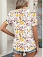 billige Boho t-shirt-Dame T-shirt Blomstret Mode Moderne Afslappet Kortærmet Rund hals Almindelige toppe Daglig Weekend Hvid Gul Grøn Sommer