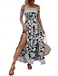 preiswerte Ausgefallene Kleider-Damen Maxidress Casual kleid Boho Chic Kleider A Linie Kleid Boho-Kleid Böhmen Stilvoll Brautkleider schlicht Urlaub Täglich Lockere Passform Graphic Kurzarm Schulterfrei Schwarz Sommer Frühling