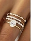 abordables Anillos de mujer-Anillos apilables de oro engastados con circonitas cúbicas de corte ovalado y redondo, elegantes joyas minimalistas para mujeres, perfectas para bodas, compromisos y ocasiones especiales.
