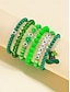 preiswerte Zubehör-Glücksbringer-Armbänder zum St. Patrick's Day – Stretch-Armbandset mit irischen grünen Perlen für Damen, festliche Feiertagsaccessoires mit Kleeblatt- und Buchstabendetails