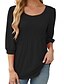 preiswerte Damen Einfache Oberteile-Damen Hemd Bluse Feste Farbe Basic Brautkleider schlicht 3/4 Ärmel Rundhalsausschnitt Normale Oberteile Täglich Rüschen Schwarz Weiß Rosa Sommer Frühling