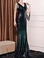 abordables Robes de bal de promo-Robes de bal sirène  trompette en sequin Ombre Robe de fête Robe formelle de cocktail Longueur de sol Sans manches Col en V avec perles en sequin