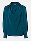 preiswerte Elegante Oberteile-Damen Hemd Elegant Satin Bluse Einfarbig Basic Lässig Langarm Wasserfallausschnitt Normale Oberteile Täglich Weiß Blau Braun Frühling &amp; Herbst Frühling, Herbst, Winter, Sommer