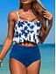 billiga Bikiniset-Dam Badkläder Bikini 2 st Kaxig Baddräkt Öppen rygg Smal Semester Standkläder Ensfärgat V-hals Ärmlös Baddräkter