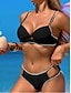 tanie Zestawy bikini-Damskie Stroje kąpielowe Bikini 2 szt Bezczelny Kostium kąpielowy Odkryte plecy Szczupła Urlop Stroje plażowe Jednokolorowe W serek Bez rękawów Kostiumy kąpielowe