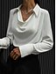 preiswerte Elegante Oberteile-Damen Hemd Elegant Satin Bluse Einfarbig Basic Lässig Langarm Wasserfallausschnitt Normale Oberteile Täglich Weiß Blau Braun Frühling &amp; Herbst Frühling, Herbst, Winter, Sommer