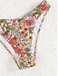 tanie Zestawy bikini-Damskie Stroje kąpielowe Bikini 2 szt Bezczelny Kostium kąpielowy Odkryte plecy Szczupła Urlop Stroje plażowe Kwiaty Okrągły dekolt Bez rękawów Kostiumy kąpielowe