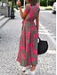 tanie Sukienki kwiatowe na co dzień-Damskie Sukienka maxi Codzienne sukienki Sukienki w stylu boho Bohema Śłodkie Elegancki Urlop Codzienny Plaża Luźna Graficzny Krótki rękaw W serek Niebieski Zielony Tęczowy Lato Wiosna Jesień