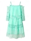 preiswerte Abschlusskleider-Damen Minikleid Weißes Kleid Abschlusskleid Spitzenkleid Boho-Kleid Stilvoll Basic Modern Urlaub Lässiger Schnitt Einfarbig Halbarm Rundhalsausschnitt Schwarz Weiß Grün Leicht Blau Sommer Frühling
