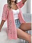 voordelige Blouses &amp;amp; Shirts-Dames Vest Vakantie Dagelijks Casual Heldere kleur Geribd V-hals Uitgesneden Gebreid Korte Mouw Normale tops breien Buiten Dagelijks Weekend Wit Blozend Roze Zomer Lente
