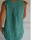 voordelige Overhemden-Dames Overhemd Blouse Imitatie katoenlinnen Knop Effen Stijlvol Casual Mouwloos V-hals Normale tops Dagelijks Wit Marineblauw Groen Khaki Zomer