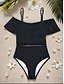 billiga One-piece-baddräkter-Dam Badkläder En bit Monokini Baddräkt Volang Nät Öppen rygg Magkontroll Hög midja Semester Standkläder Ensfärgat Över axeln Ärmlös Baddräkter
