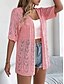 voordelige Blouses &amp;amp; Shirts-Dames Vest Vakantie Dagelijks Casual Heldere kleur Geribd V-hals Uitgesneden Gebreid Korte Mouw Normale tops breien Buiten Dagelijks Weekend Wit Blozend Roze Zomer Lente