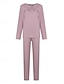 preiswerte Blusenanzüge für Damen-Damen Modisch Strassenmode Täglich Bluse Chinesisch Chino Langarm Rundhalsausschnitt Glatt Casual Täglich Rosa Braun Herbst Regular Fit