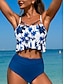 billiga Bikiniset-Dam Badkläder Bikini 2 st Kaxig Baddräkt Öppen rygg Smal Semester Standkläder Ensfärgat V-hals Ärmlös Baddräkter