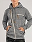 billiga bashuvtröjor för män-Herr Tröja med dragkedja Sweat Jacka Svart Ljusgrå Mörkgrå Huva Ensfärgat Ledigt Streetwear Polyester Häftig Höst Vinter Kläder Pull Tröjor Långärmad Smal