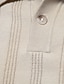 tanie Męski elitarny polo-Męskie Biznes Codzienny Klapa Guziki Krótki rękaw Zabytkowe Moda Jednokolorowe Pionowe paski Guziki Na każdy sezon Czarny Brąz Jasnoszary Beżowy