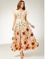 baratos Vestidos de Cocktail-Vestidos de Coquetel em A Casamento na Praia Vestido Elegante Convidada de Casamento Festa Até o Tornozelo Sem Mangas Decote em V Renda com Rendas Aplicações Vestidos