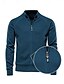 cheap Tops-Men&#039;s Cardigan Sweater Navy Blue Dark Green khaki Long Sleeve Top Golf Attire Clothes Outfits Wear Apparel