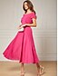economico Abiti da cocktail-Abiti da Cocktail A-Line Matrimonio in Spiaggia Abito Elegante Formale Lunghezza Tea Senza Maniche Spalle Scoperte Matrimonio d&#039;Autunno Ospite di Matrimonio Chiffon Elasticizzato con Arricciature