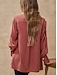 voordelige Overhemdjassen-Dames Overhemdjack Houd Warm Ademend Knop Zak Casual Effen Vakantie Straat Alledaagse kleding Uitgaan Enkele rij knopen Normaal Strijkijzer Normale pasvorm Lange mouw bovenkleding Rood Herfst Winter