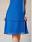 abordables Con chaqueta-Vestido Tres Piezas A-Line Vestido de la Madre de la Novia Boda en la Playa Elegante Tapa Incluida Cuello Joyas Largo de Rodilla Chiffon Sin Mangas con Volantes Color Sólido