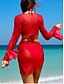 billige Bikinisæt-kvinders valentine badetøj bikini nederdel badedragt rygløs slank ferie strand slid ensfarvet halter neck ærmeløs langærmet badedragt rød