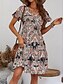 levne Boho šaty-Dámské Mini šaty Volnočasové šaty Áčkové šaty Boho šaty Vinobraní stylové Na běžné nošení Dovolená Denní Běžný Kašmírový vzor Krátký rukáv Do V Černá Fialová Jaro Podzim