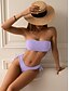 tanie Zestawy bikini-Damskie Stroje kąpielowe Bikini 2 szt Bezczelny Kostium kąpielowy Odkryte plecy Szczupła Urlop Stroje plażowe Jednokolorowe Bez rękawów Kostiumy kąpielowe