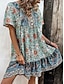 preiswerte Ausgefallene Kleider-Damen Minikleid Casual kleid Boho Chic Kleider Boho-Kleid Böhmen Ethnisch Brautkleider schlicht Urlaub Täglich Strand Lockere Passform Blumen Kurzarm V Ausschnitt Rote Grün Sommer Frühling