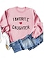 billige Blomstrete bluser-kvinners valentine morsom genser favoritt datter uformell bomull bokstav valentine's day street dailywear rund hals trykk langermet svart rosa khaki høst vinter