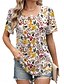 billige Boho t-shirt-Dame T-shirt Blomstret Mode Moderne Afslappet Kortærmet Rund hals Almindelige toppe Daglig Weekend Hvid Gul Grøn Sommer