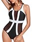 billiga One-piece-baddräkter-Dam Badkläder En bit Monokini Baddräkt Nät Öppen rygg Magkontroll Hög midja Smal Semester Standkläder Färgblock U-hals Ärmlös Baddräkter