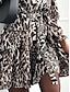 ieftine Rochii florale elegante-rochie mini dama cu guler de camasa leopard maneca lunga vara primavara