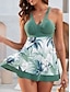 abordables Nadar-Bañadores de mujer Vestidos de baño 2 piezas Tankini de espalda descubierta Cintura alta Vacaciones Ropa de playa Floral Cuello halter Sin mangas