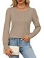voordelige Vrouwen Werk Tops-Dames Overhemd Blouse Effen Kleur Basic Casual Lange mouw Strakke ronde hals Normale tops Dagelijks Met ruches Zwart Wit Blozend Roze Wijn blauw Zomer Lente