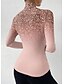 economico Maglietta Arte &amp; Design-Per donna maglietta Ambra Informale Manica lunga A V Collo alto Top regolari Da mare Giornaliero Stampa Asimmetrico Argento Nero Rosa Primavera &amp; Autunno